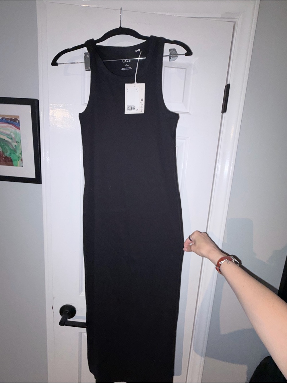 COS Cotton Black Sleeveless Ribbed Maxi Dress